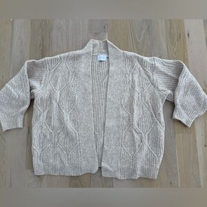 Lush Oversize Cream Textured Open Cardigan